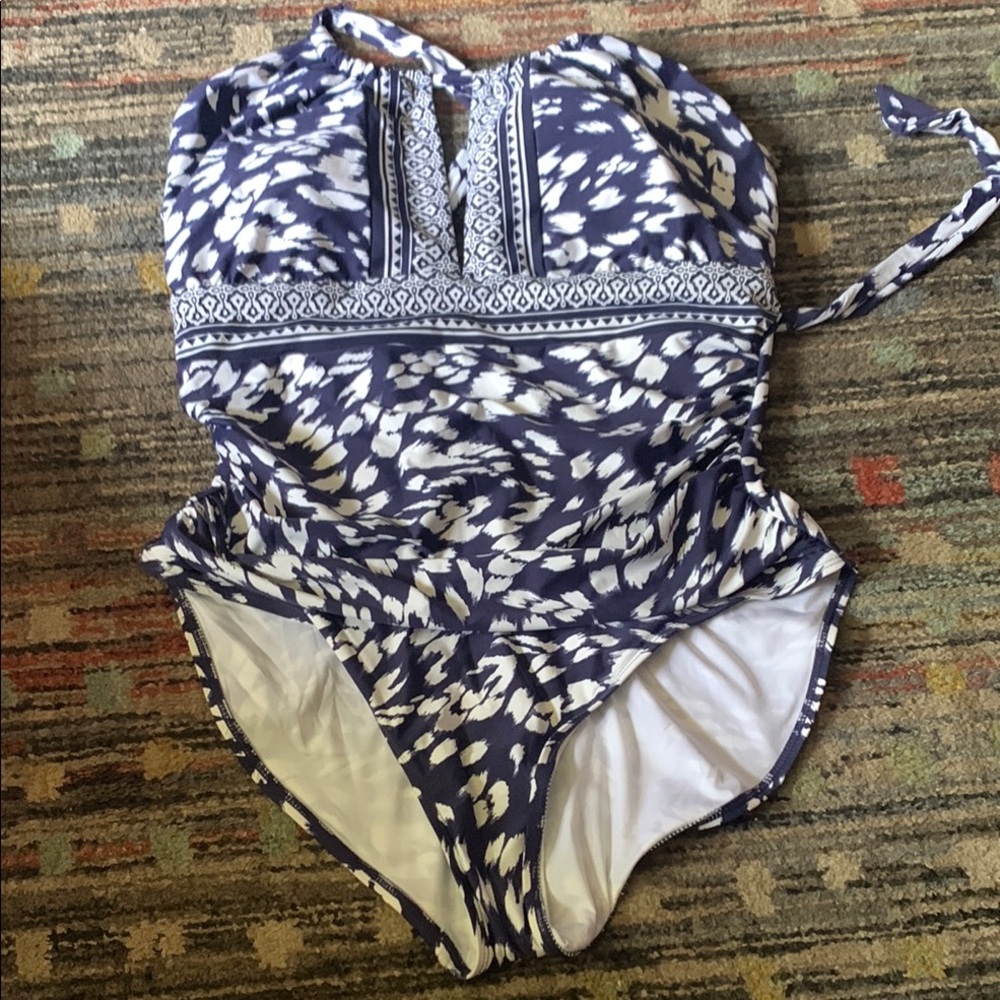 La Blanca Blue and White One Piece Swimwear